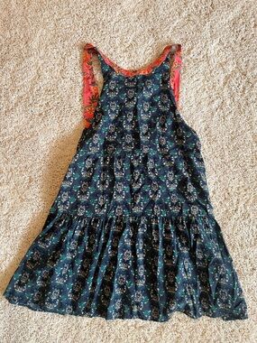 NATURAL LIFE Navy Floral Midi Dress with Coral Straps
